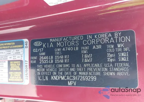 2017 Kia Sportage Lx from USA, damaged, VIN KNDPMCAC3H7269299